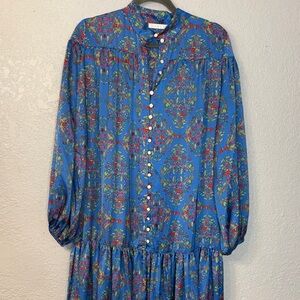 Karlie Blue Floral Long Sleeve Dress